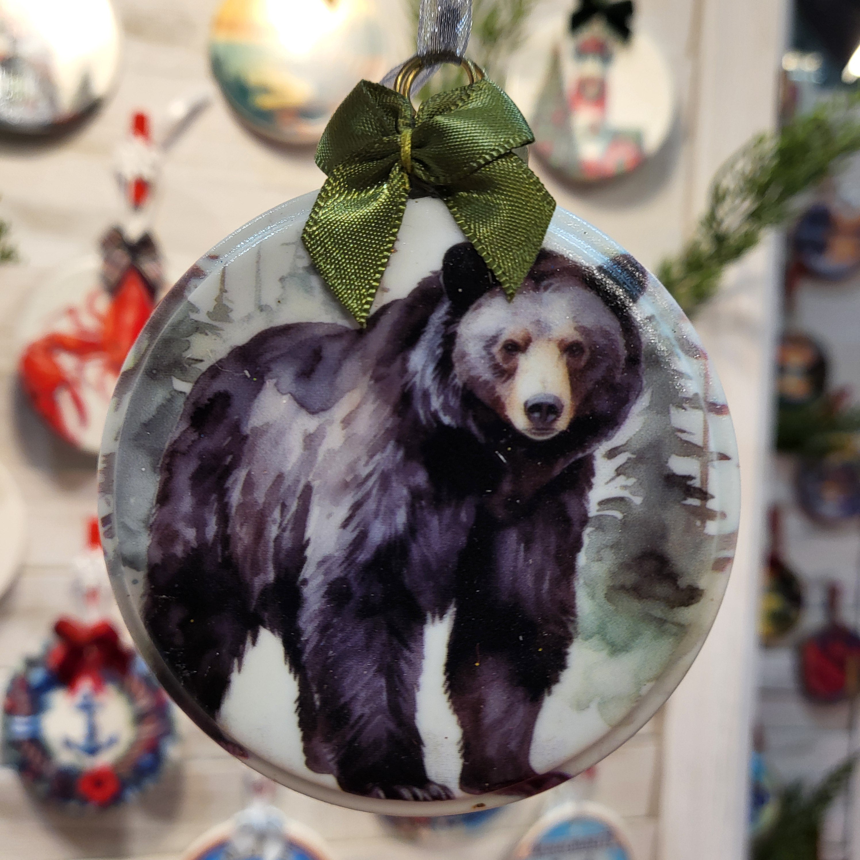 Black Bear on Ceramic Art Ornament