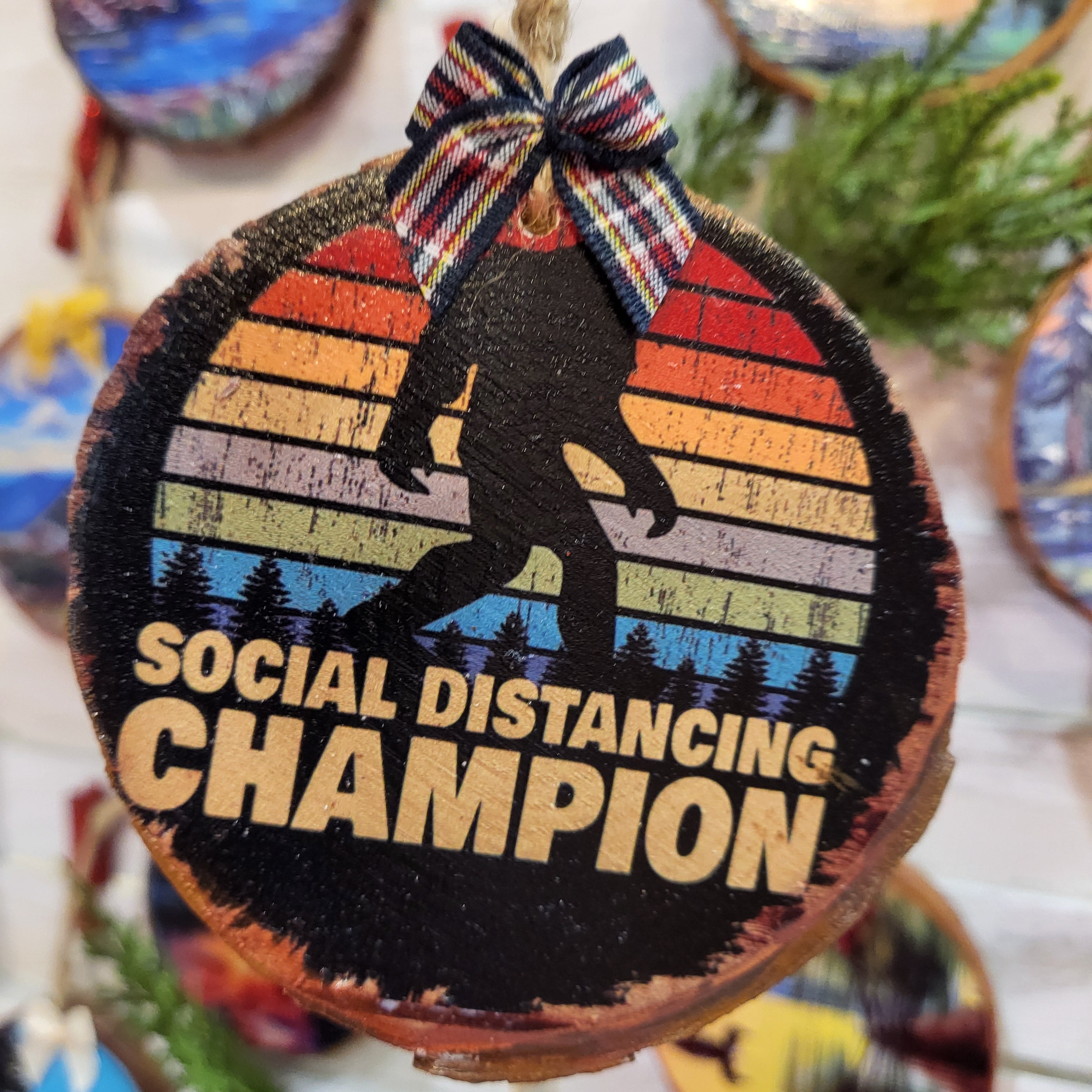 Sasquatch Bigfoot Wilderness Social Distancing Woodsie Art Ornament