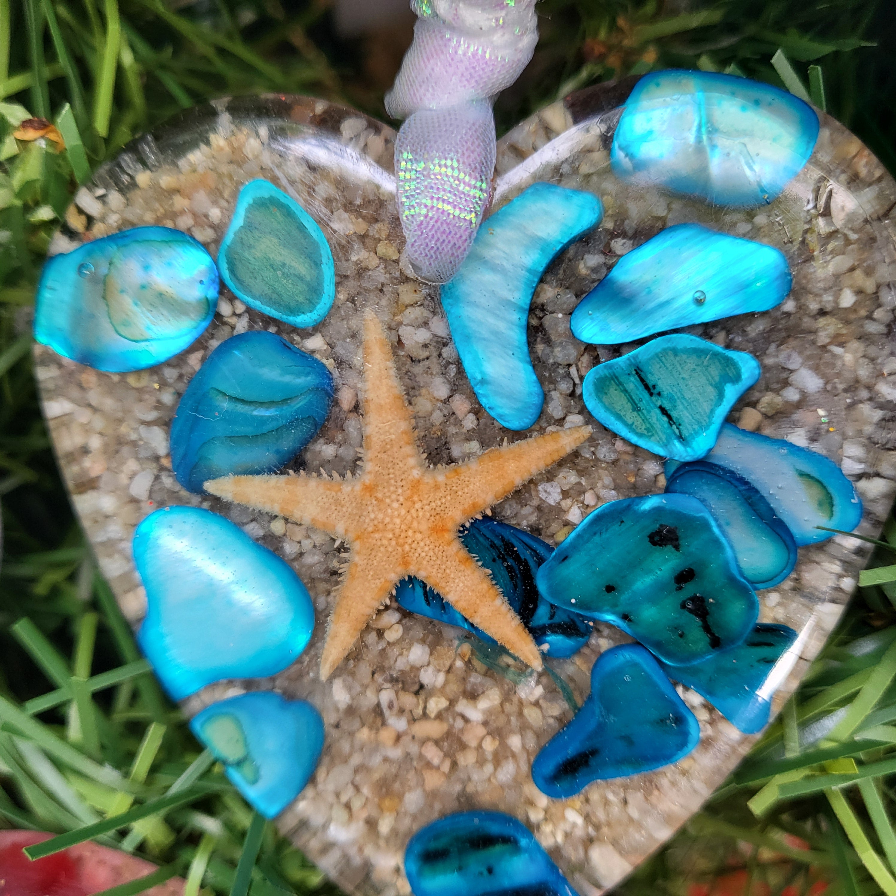 Crushed Shell Heart Ornaments