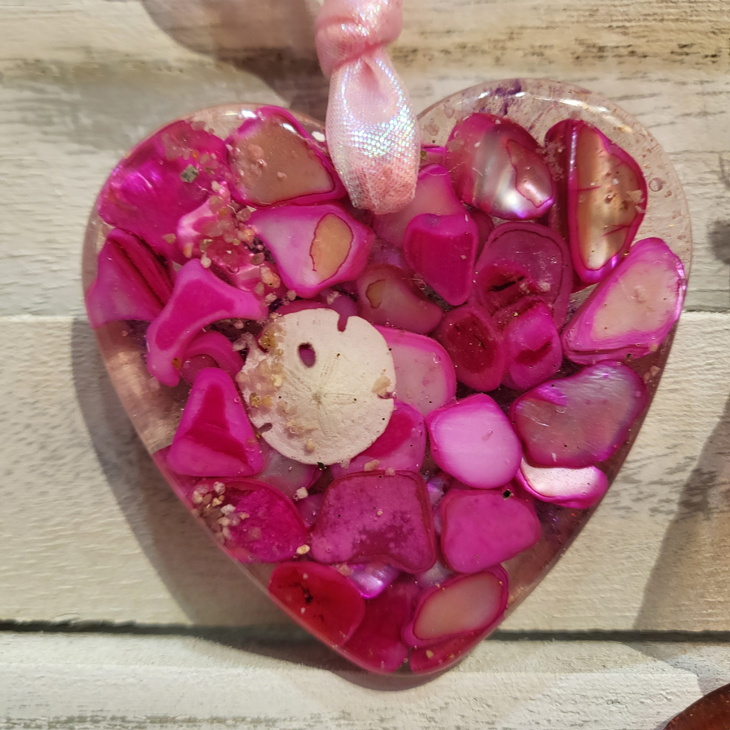Heart of the Sea Crushed Shell 4 Mini Sanddollar embellishment Pink Abalone Shell