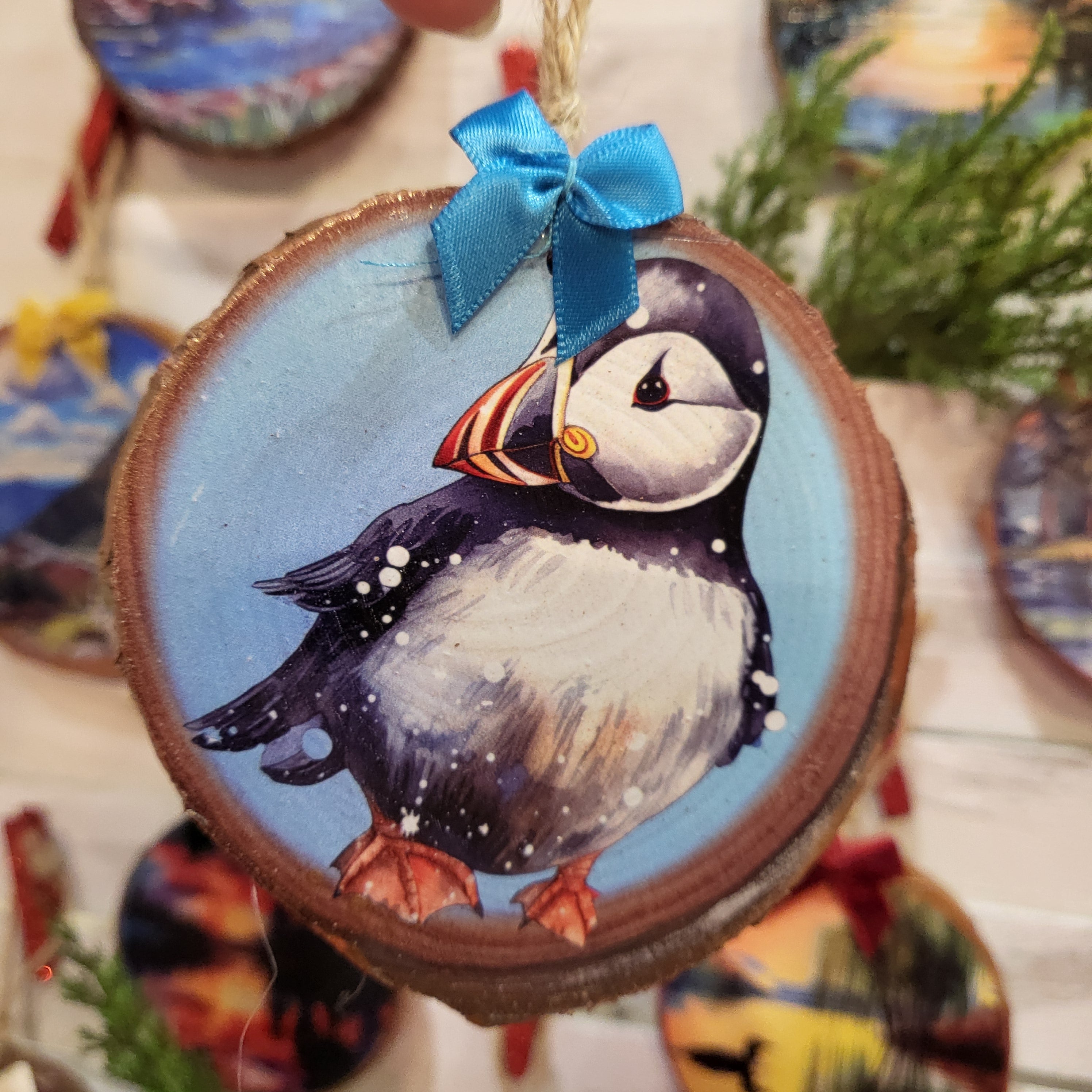 Puffin Woodsie Art Ornament