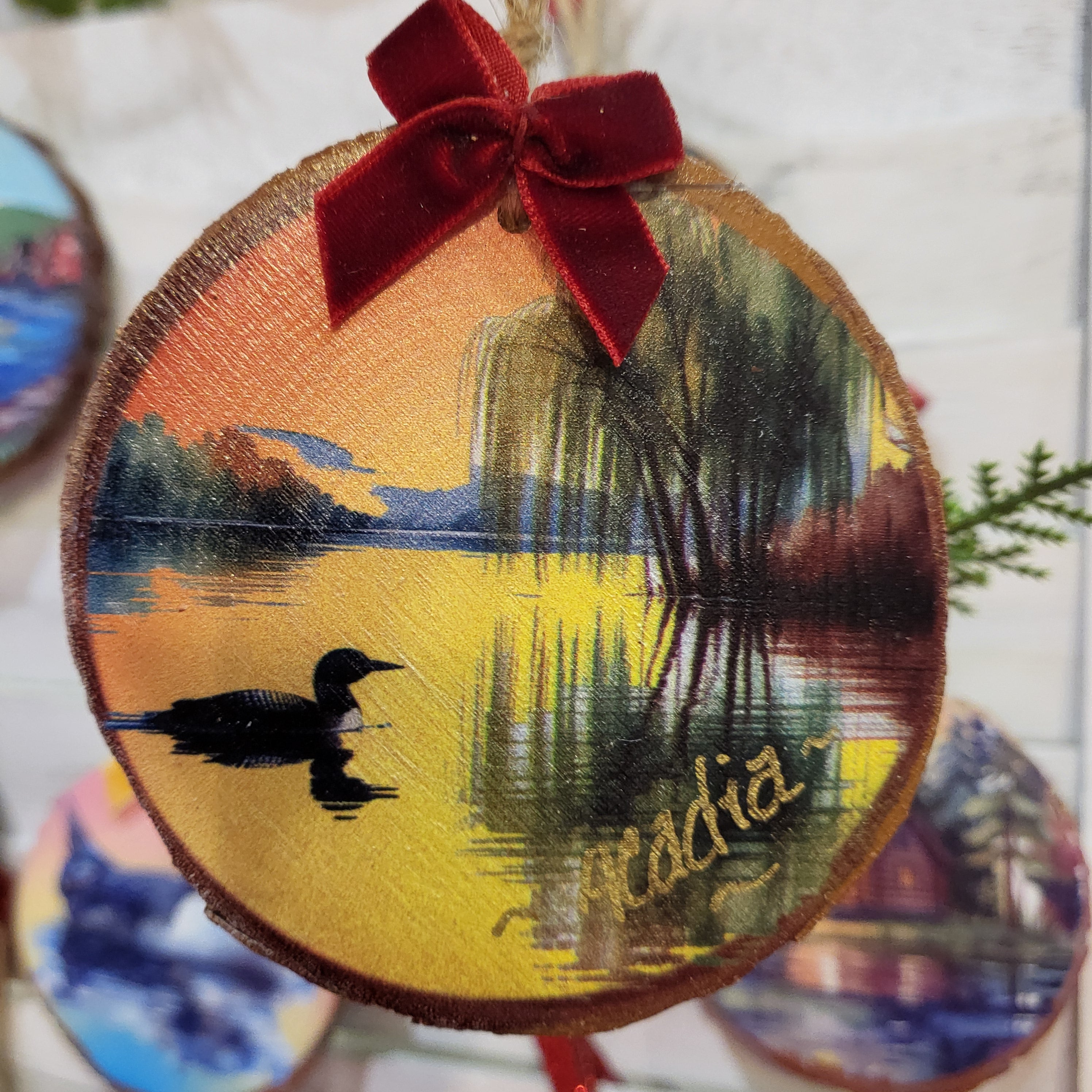 Loon Woodsie Ornament - Sunset View