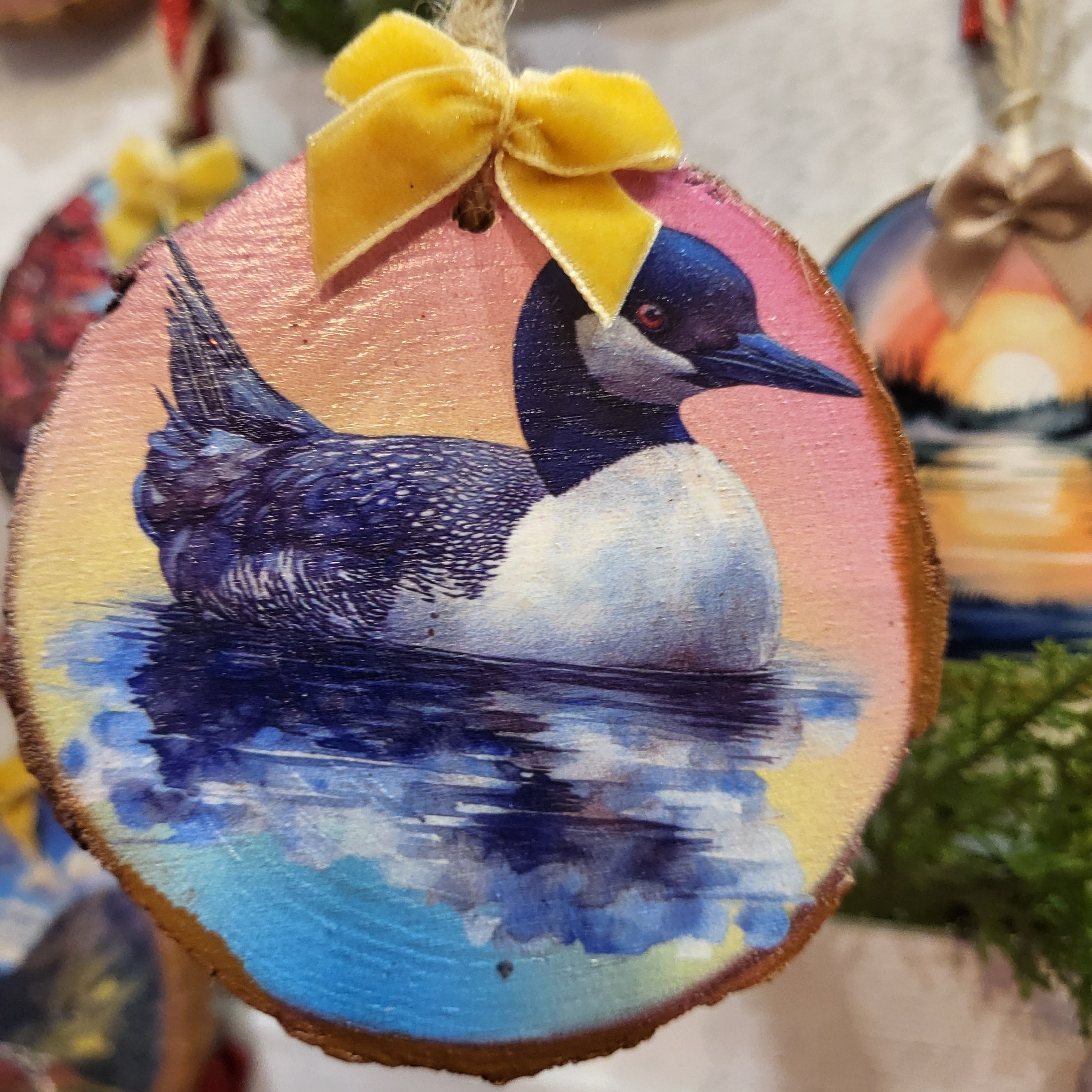 Loon Woodsie Ornament - Lake View