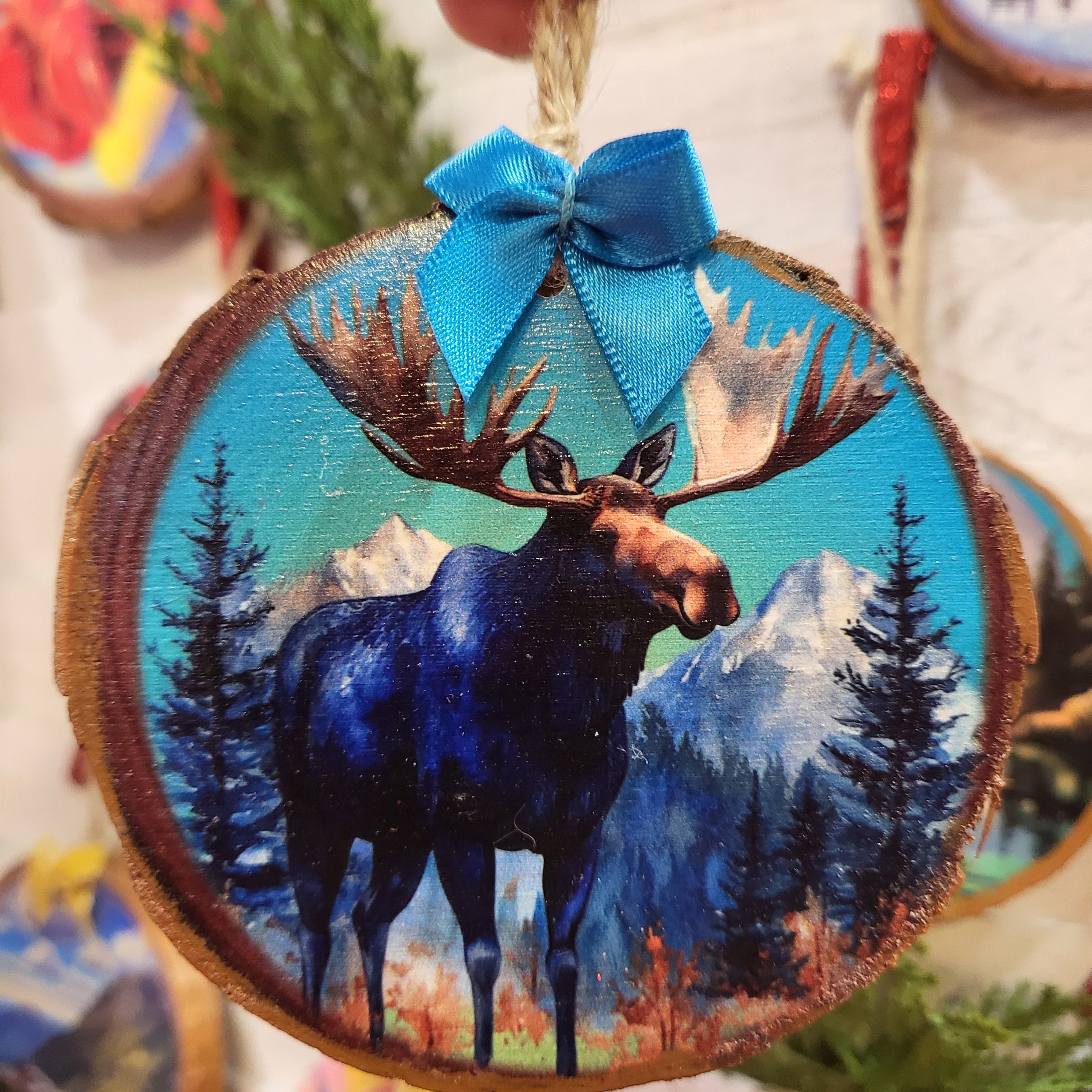 Moose Woodsie Art Ornament