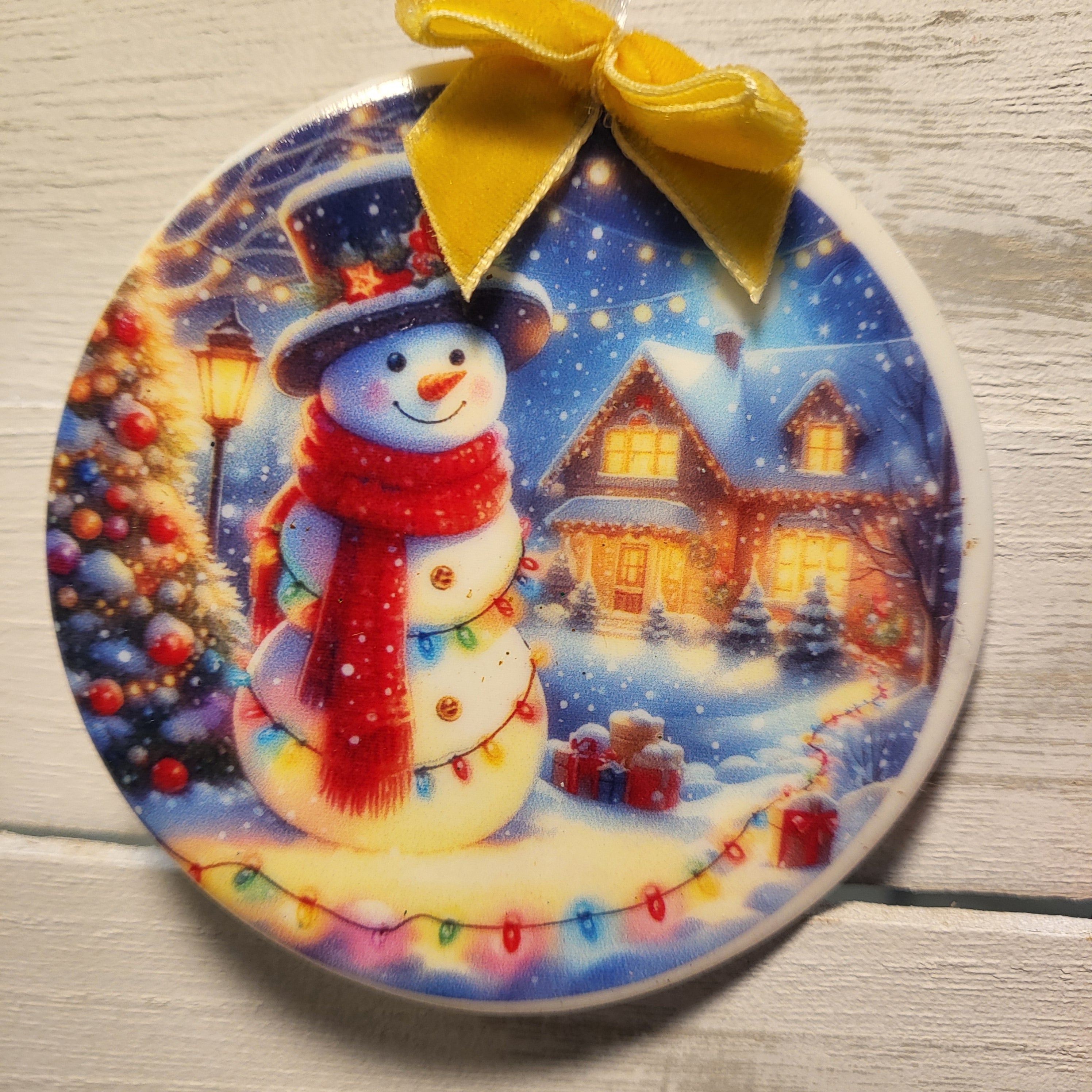 Snowman on Acrylic Ball Ornament