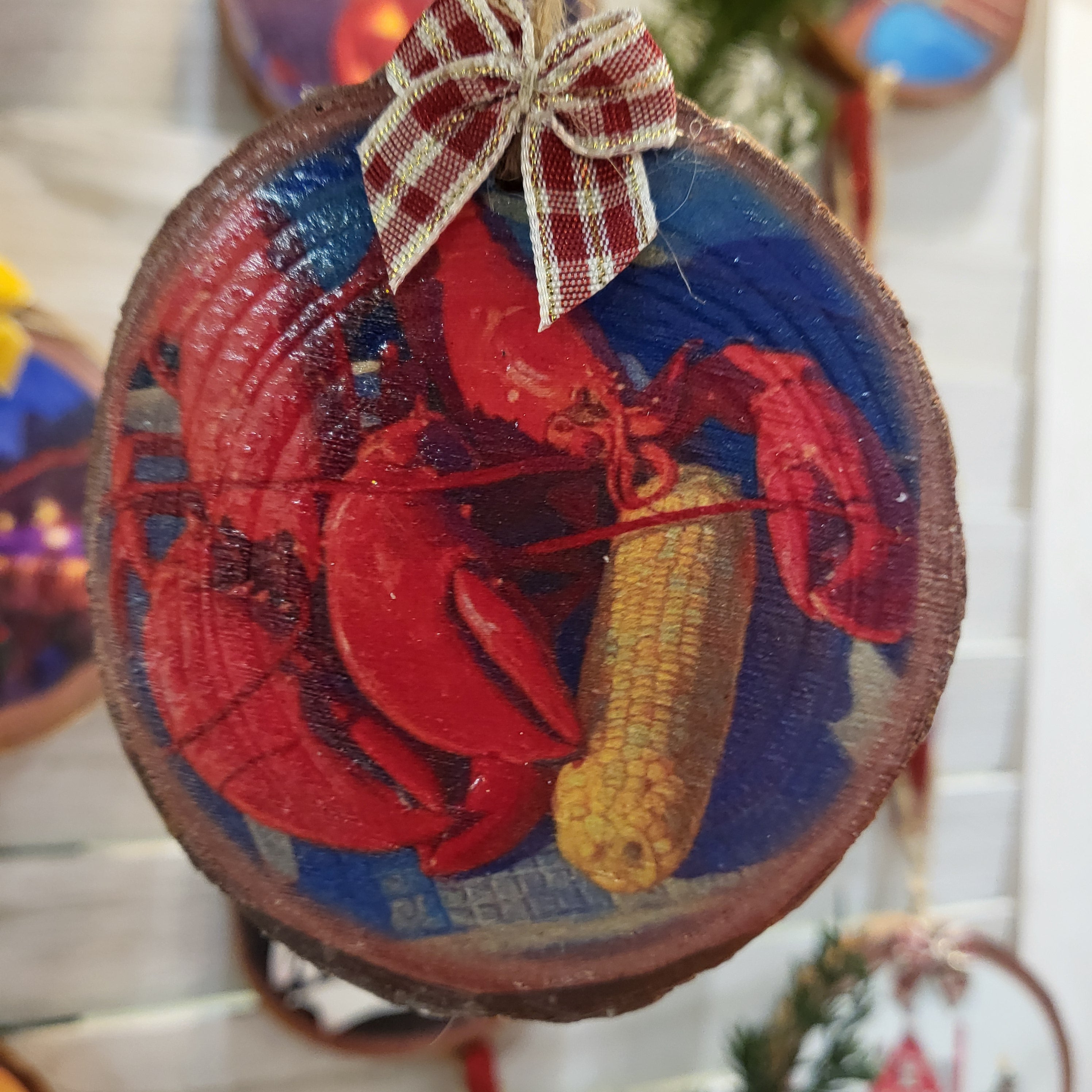 Lobster with Corn Woodsie Art Ornament